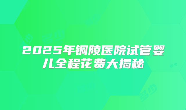 2025年铜陵医院试管婴儿全程花费大揭秘