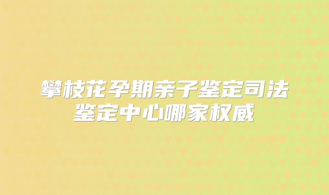 攀枝花孕期亲子鉴定司法鉴定中心哪家权威