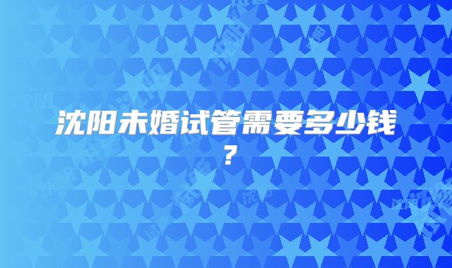 沈阳未婚试管需要多少钱?