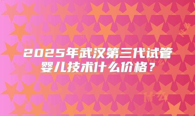 2025年武汉第三代试管婴儿技术什么价格？