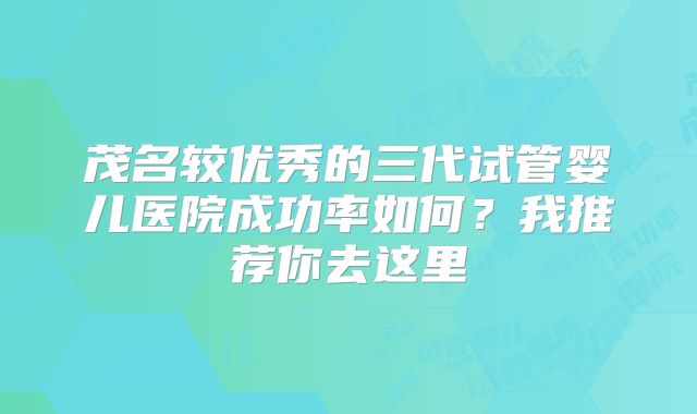 茂名较优秀的三代试管婴儿医院成功率如何？我推荐你去这里