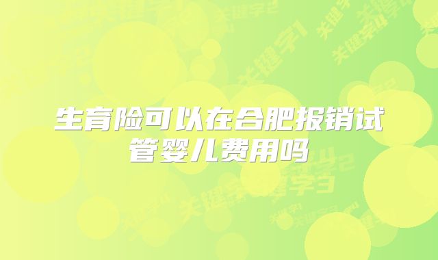 生育险可以在合肥报销试管婴儿费用吗