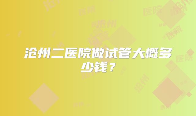 沧州二医院做试管大概多少钱?