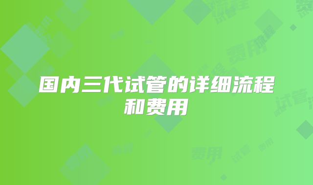 国内三代试管的详细流程和费用