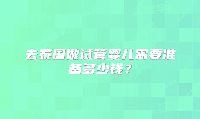 去泰国做试管婴儿需要准备多少钱？