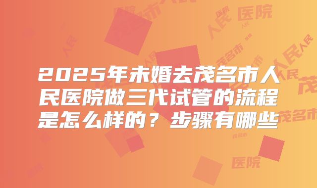 2025年未婚去茂名市人民医院做三代试管的流程是怎么样的？步骤有哪些