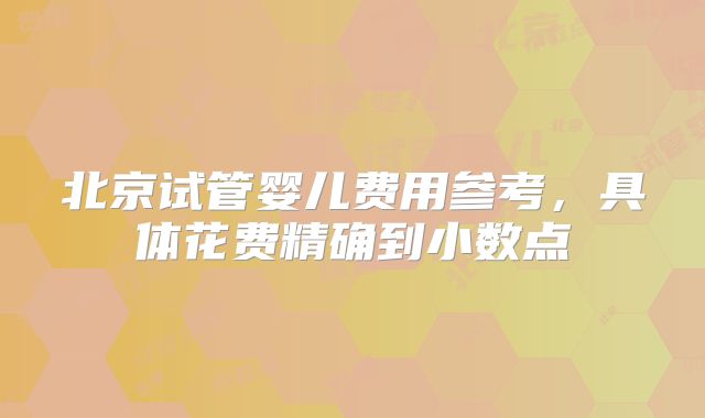 北京试管婴儿费用参考，具体花费精确到小数点