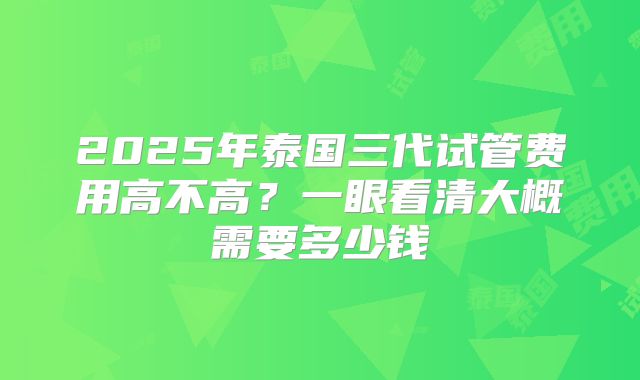 2025年泰国三代试管费用高不高？一眼看清大概需要多少钱