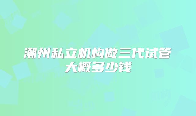 潮州私立机构做三代试管大概多少钱