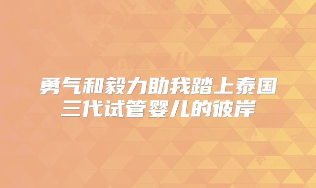 勇气和毅力助我踏上泰国三代试管婴儿的彼岸