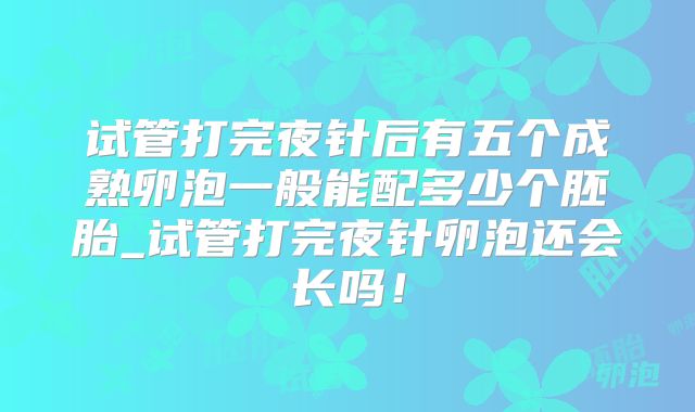 试管打完夜针后有五个成熟卵泡一般能配多少个胚胎_试管打完夜针卵泡还会长吗！
