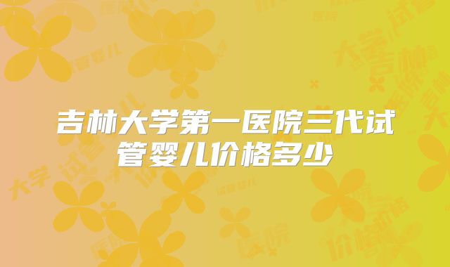 吉林大学第一医院三代试管婴儿价格多少