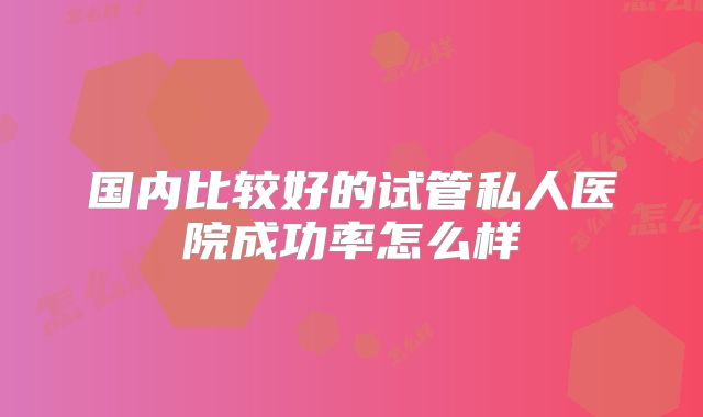 国内比较好的试管私人医院成功率怎么样