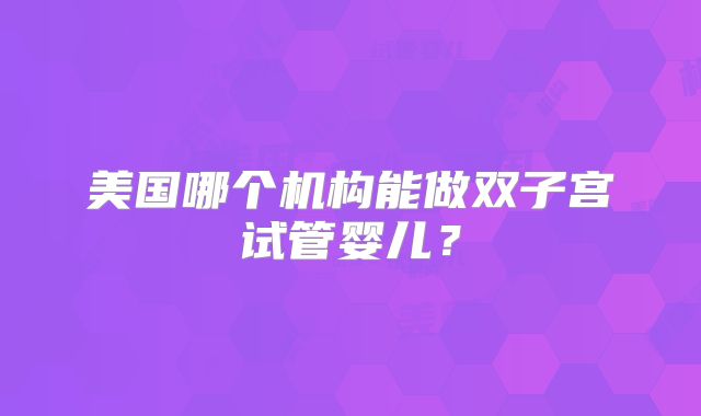 美国哪个机构能做双子宫试管婴儿？