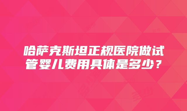 哈萨克斯坦正规医院做试管婴儿费用具体是多少？