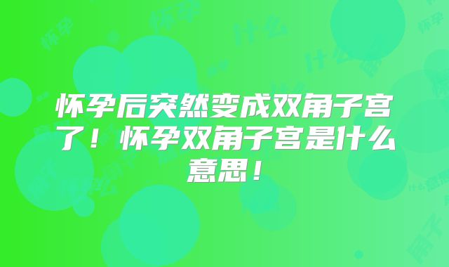 怀孕后突然变成双角子宫了！怀孕双角子宫是什么意思！