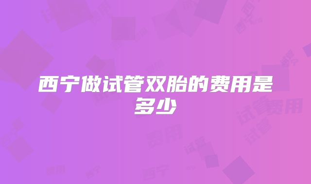 西宁做试管双胎的费用是多少