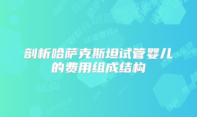 剖析哈萨克斯坦试管婴儿的费用组成结构