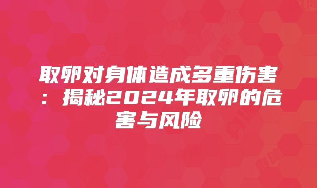 取卵对身体造成多重伤害：揭秘2024年取卵的危害与风险