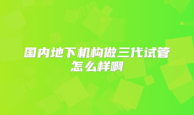 国内地下机构做三代试管怎么样啊