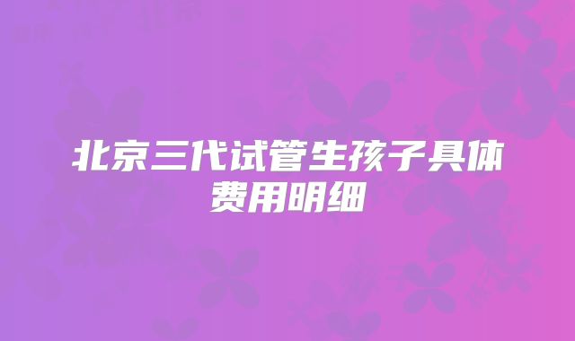 北京三代试管生孩子具体费用明细