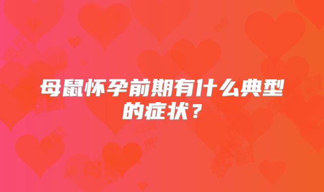 母鼠怀孕前期有什么典型的症状？