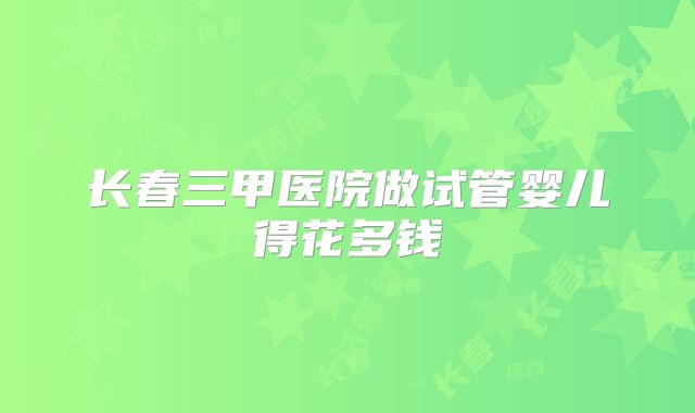 长春三甲医院做试管婴儿得花多钱