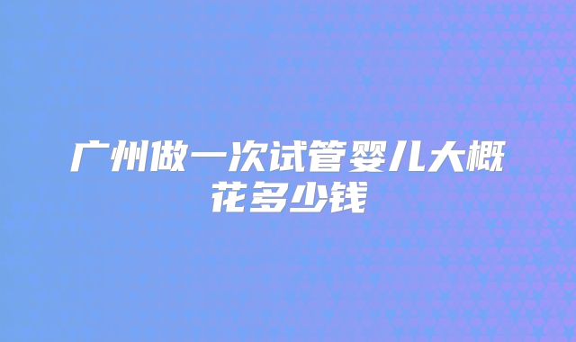 广州做一次试管婴儿大概花多少钱