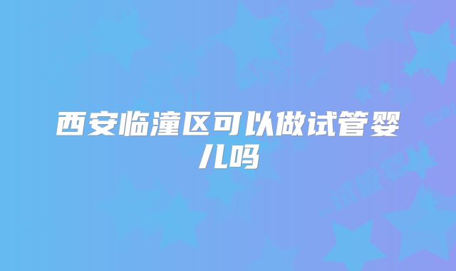 西安临潼区可以做试管婴儿吗