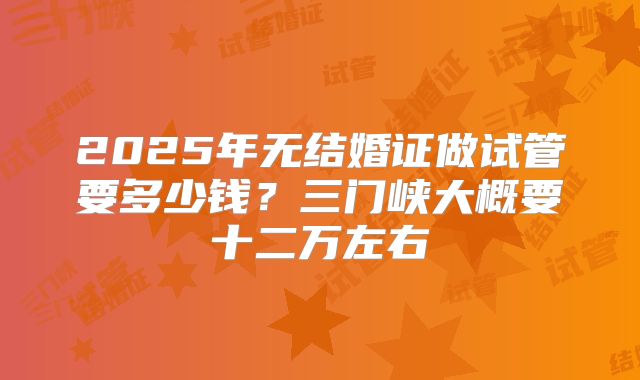 2025年无结婚证做试管要多少钱?三门峡大概要十二万左右