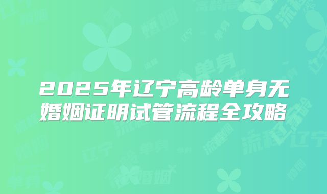 2025年辽宁高龄单身无婚姻证明试管流程全攻略