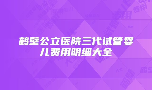 鹤壁公立医院三代试管婴儿费用明细大全
