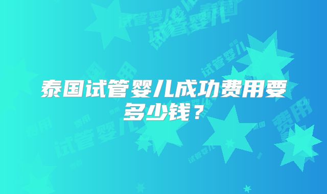 泰国试管婴儿成功费用要多少钱？