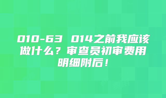 010-63 014之前我应该做什么？审查员初审费用明细附后！