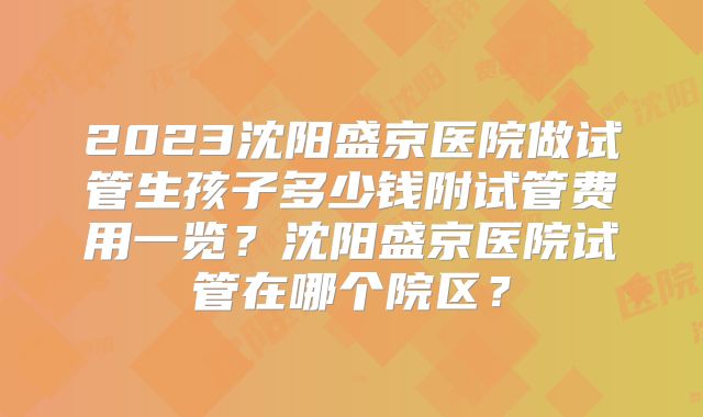 2023沈阳盛京医院做试管生孩子多少钱附试管费用一览?沈阳盛京医院试管在哪个院区?