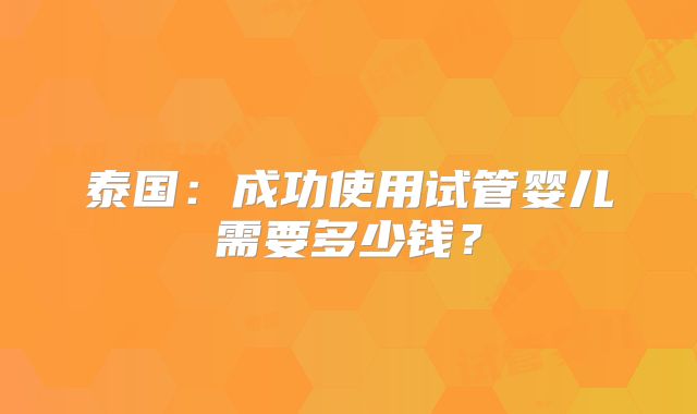泰国：成功使用试管婴儿需要多少钱？