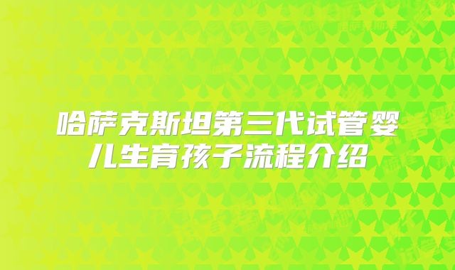 哈萨克斯坦第三代试管婴儿生育孩子流程介绍