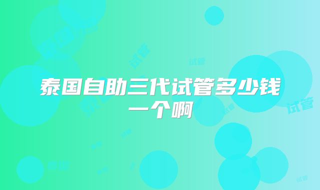泰国自助三代试管多少钱一个啊