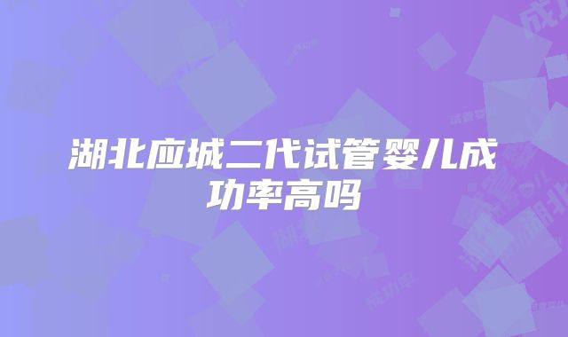 湖北应城二代试管婴儿成功率高吗