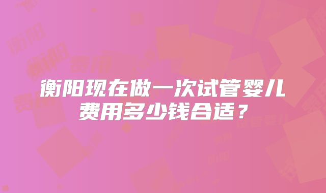 衡阳现在做一次试管婴儿费用多少钱合适？