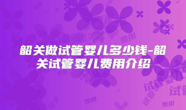 韶关做试管婴儿多少钱-韶关试管婴儿费用介绍
