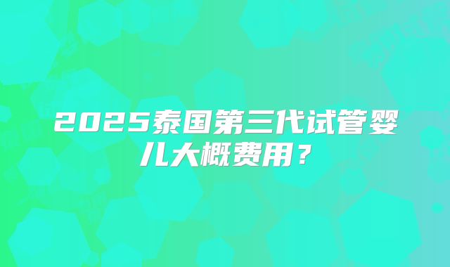 2025泰国第三代试管婴儿大概费用?