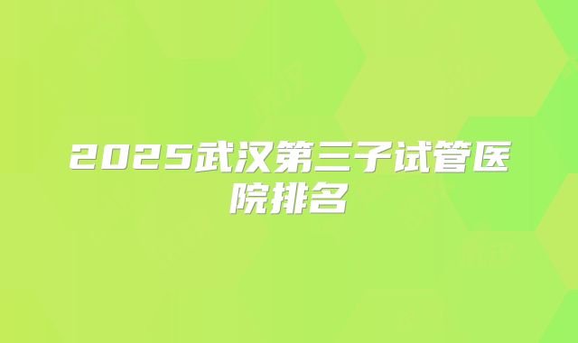 2025武汉第三子试管医院排名