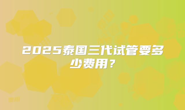 2025泰国三代试管要多少费用？