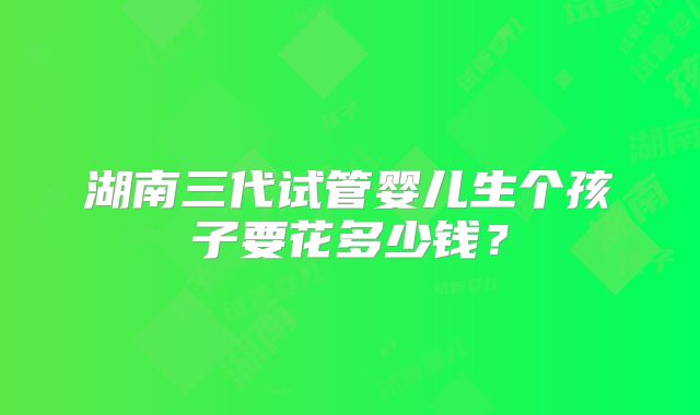 湖南三代试管婴儿生个孩子要花多少钱?