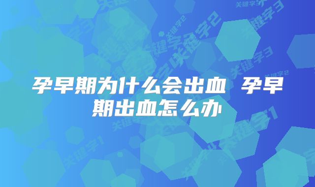 孕早期为什么会出血 孕早期出血怎么办