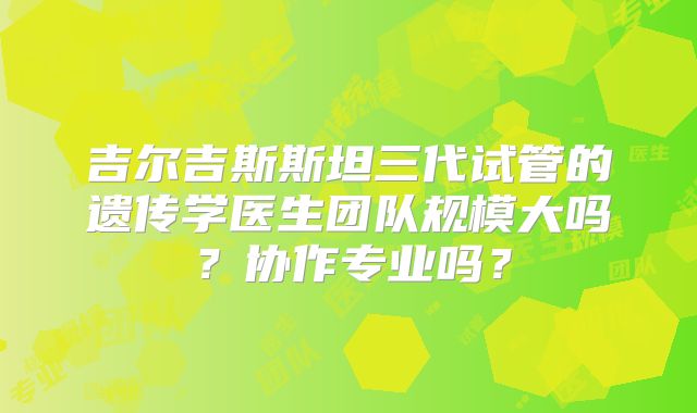 吉尔吉斯斯坦三代试管的遗传学医生团队规模大吗?协作专业吗?