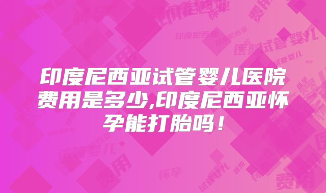 印度尼西亚试管婴儿医院费用是多少,印度尼西亚怀孕能打胎吗!