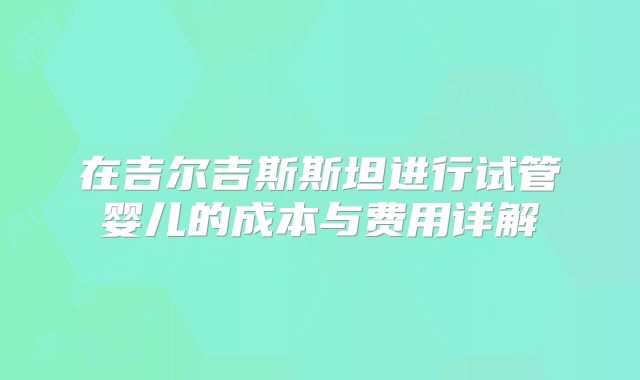 在吉尔吉斯斯坦进行试管婴儿的成本与费用详解