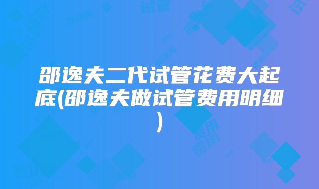 邵逸夫二代试管花费大起底(邵逸夫做试管费用明细)